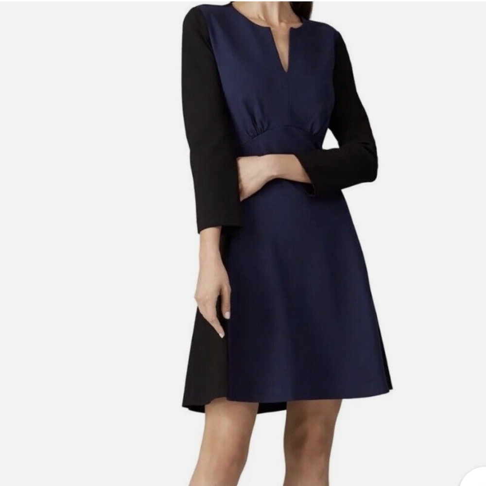 NWOT - Kate Spade Colorblock A-Line Ponte Navy and Black 3/4 Sleeve Dress